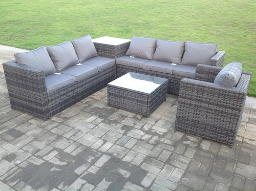 Seater grey rattan sofa - grey,